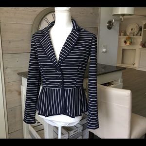 Valerie Bertinelli Peplum Blazer sz S Navy/white